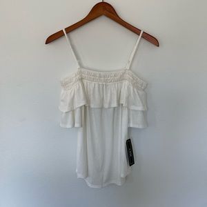 A. Byer size Small, White off the shoulder tank top.